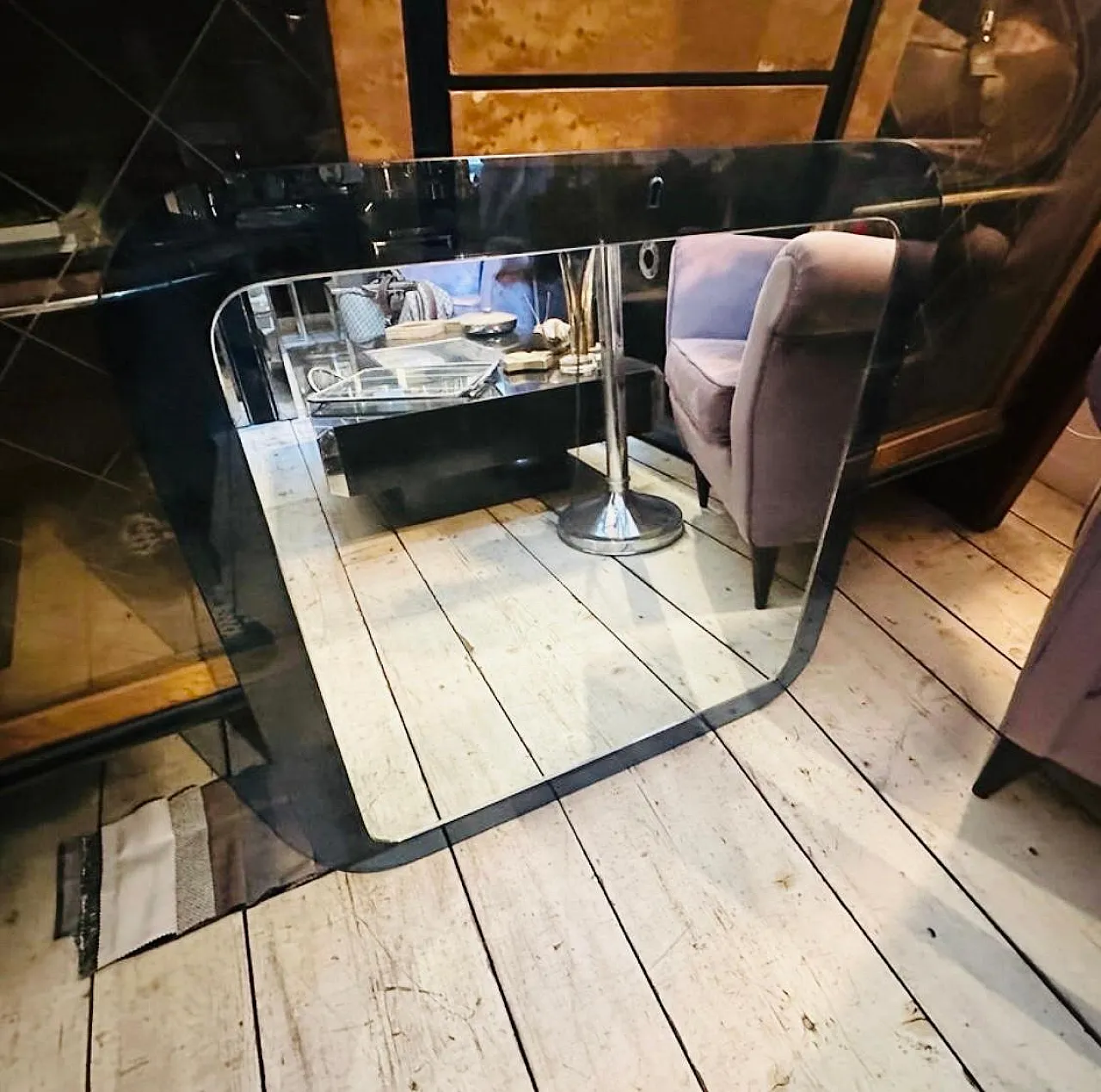 Specchio da parete in vetro di Lupi Cristal Luxor, anni '70 3