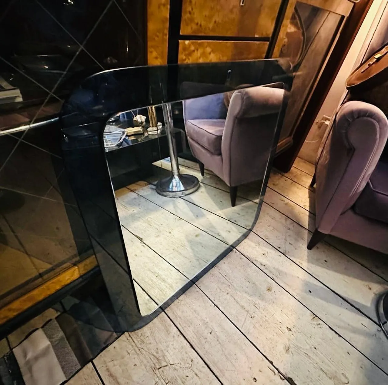 Specchio da parete in vetro di Lupi Cristal Luxor, anni '70 5