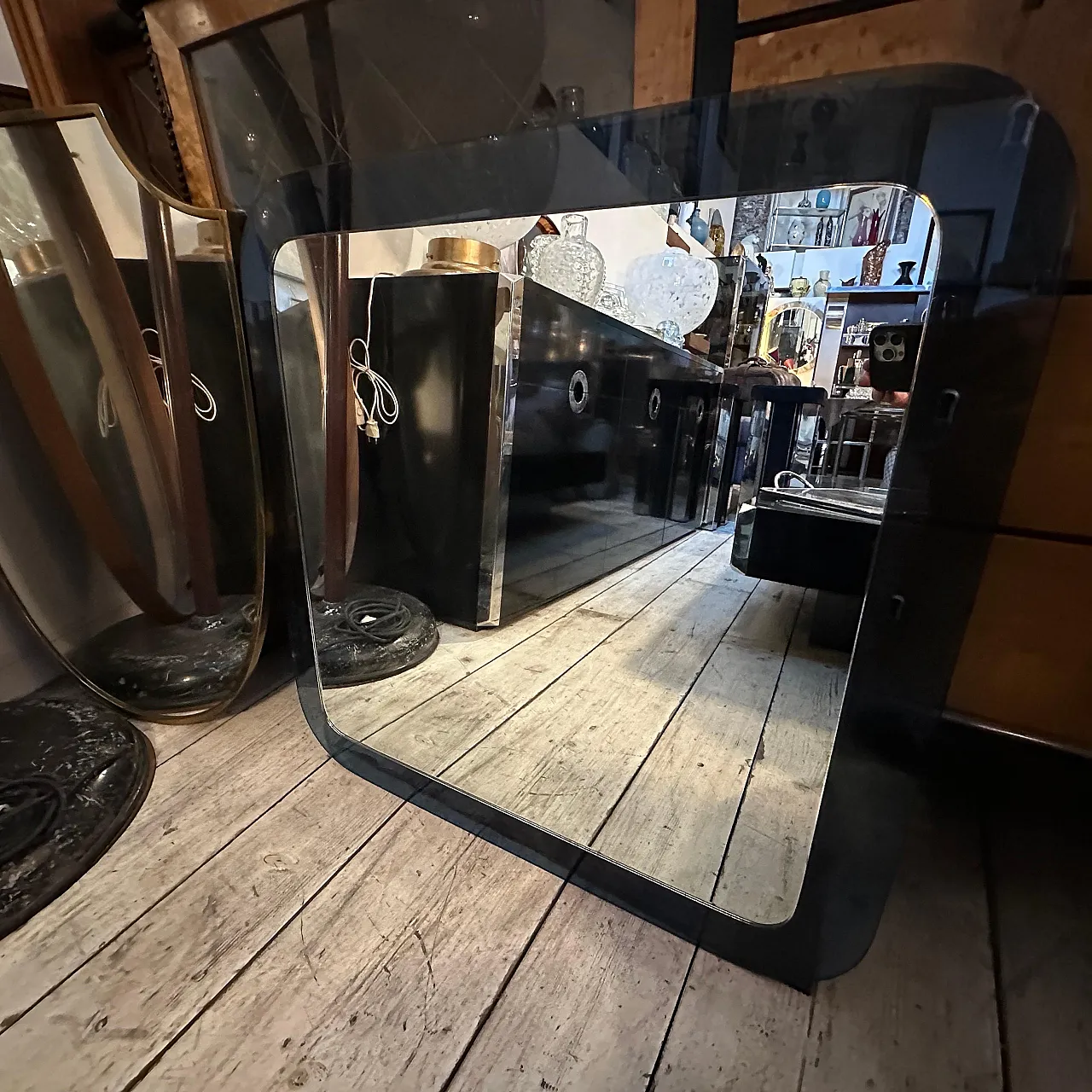 Specchio da parete in vetro di Lupi Cristal Luxor, anni '70 6