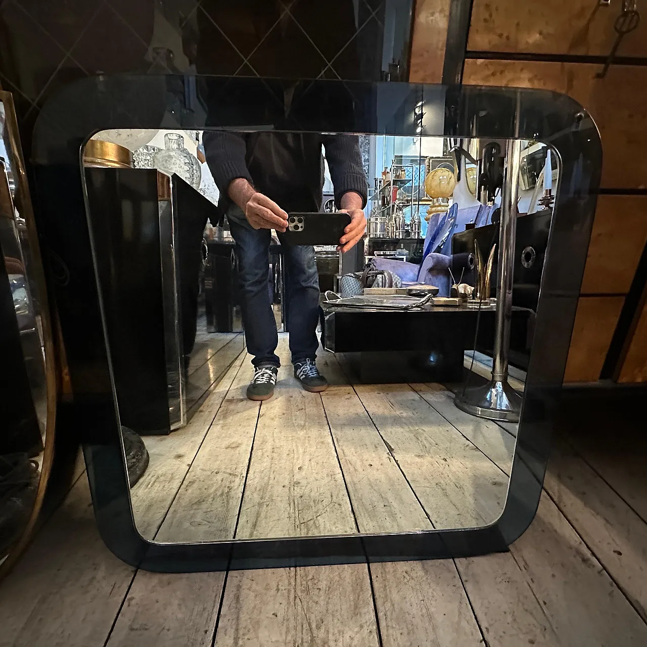 Specchio da parete in vetro di Lupi Cristal Luxor, anni '70 9