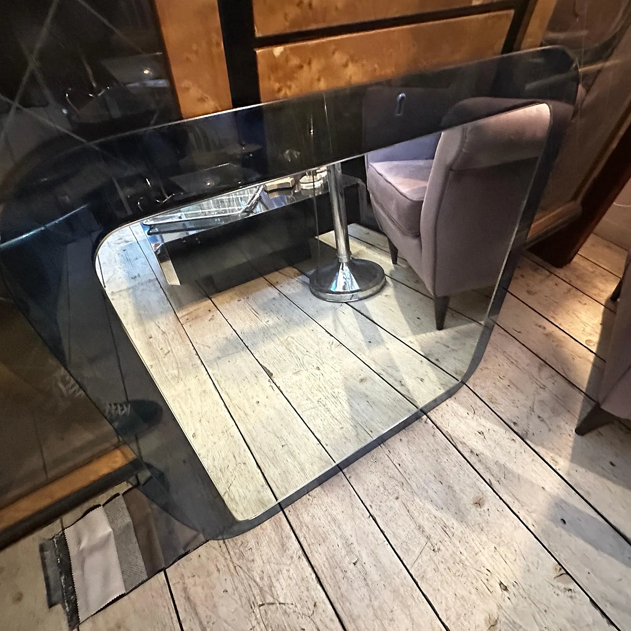 Specchio da parete in vetro di Lupi Cristal Luxor, anni '70 11