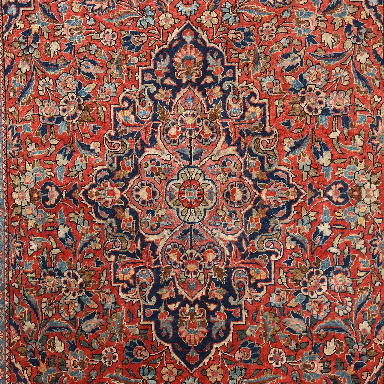 Tappeto Keshan in cotone e lana, fine '900 3