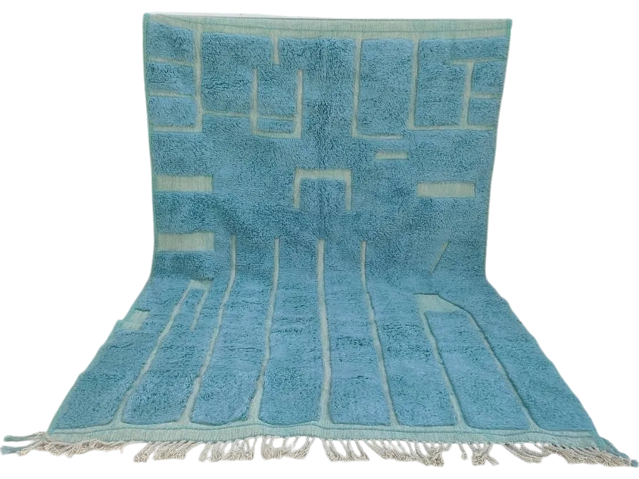 Benouaren Moroccan Rug Handwoven Wool, Geometric Design, 2000 4