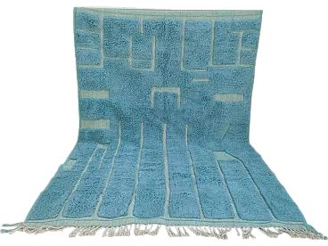 Benouaren Moroccan Rug Handwoven Wool, Geometric Design, 2000