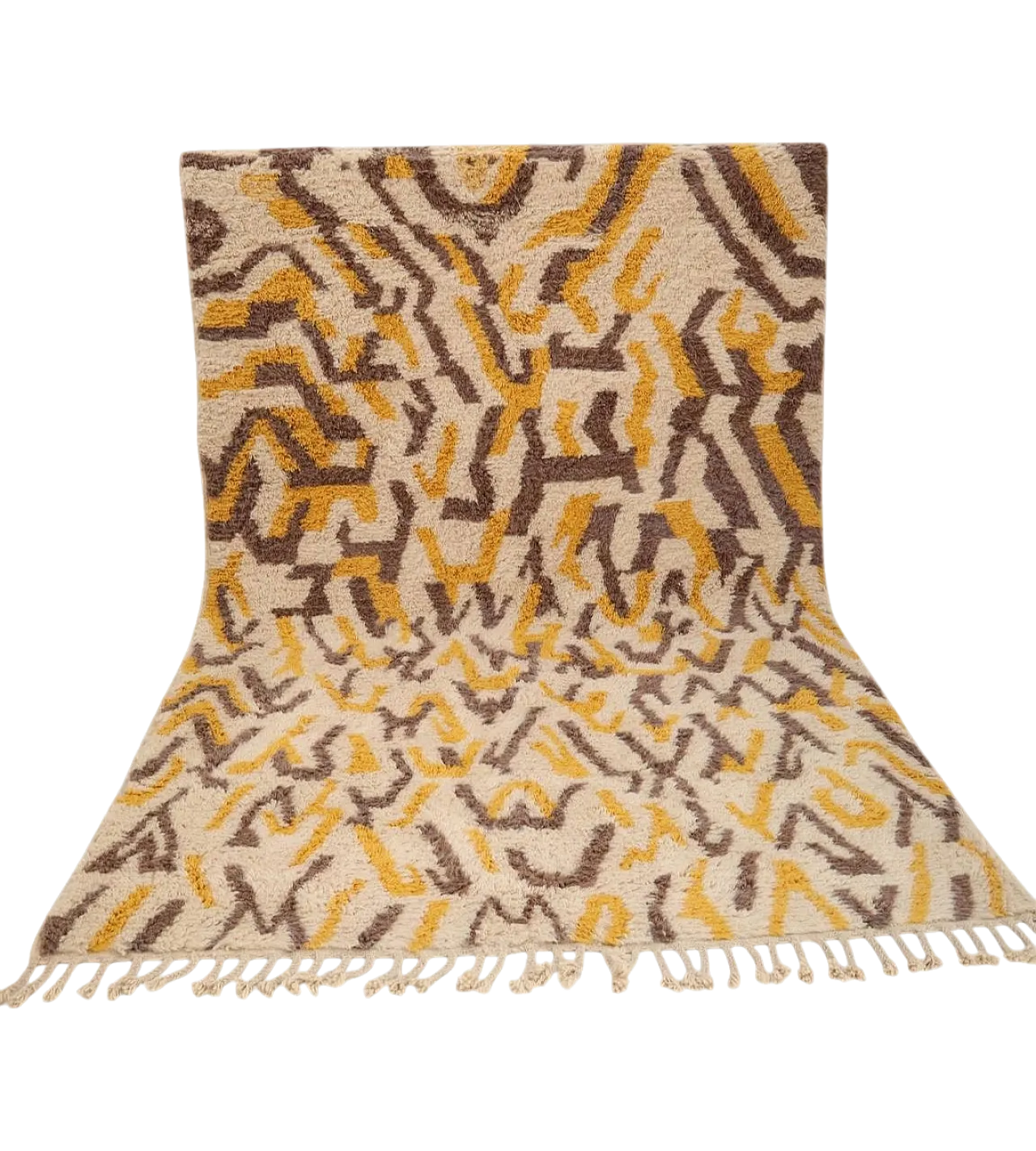 Handwoven Moroccan Beni Mrirt rug, abstract Berber design, wool, 2000 4