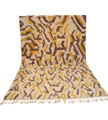 Handwoven Moroccan Beni Mrirt rug, abstract Berber design, wool, 2000