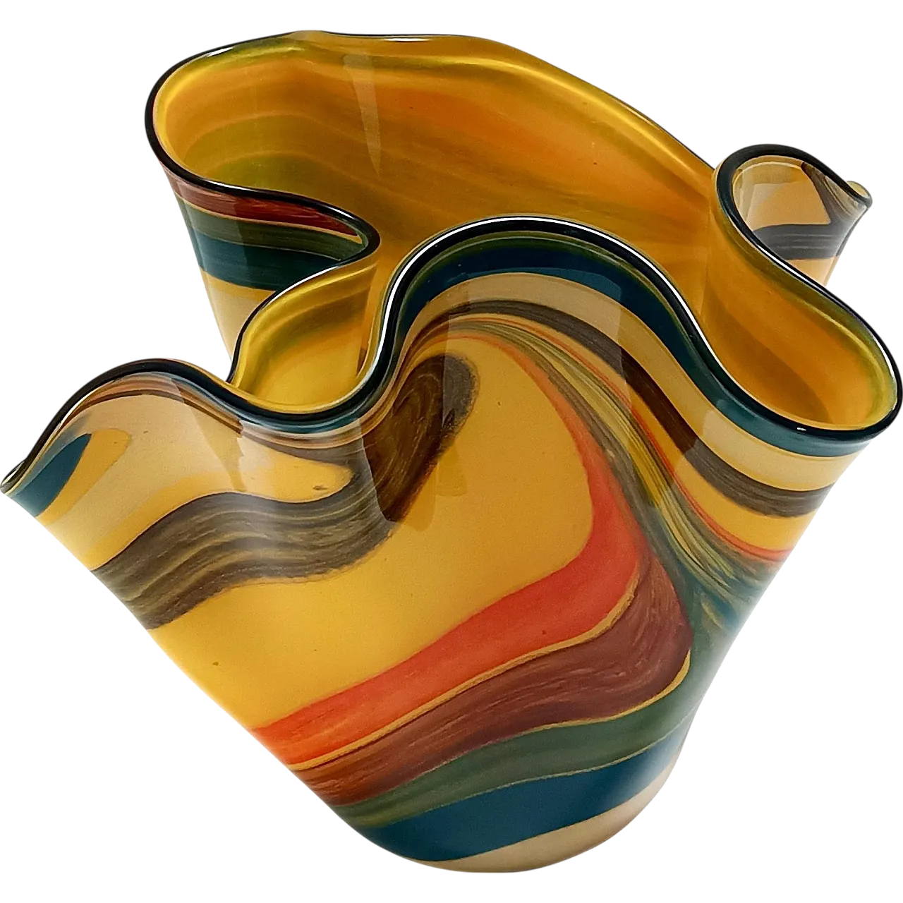 Postmodern multicolored Murano glass Fazzoletto vase, 80s 13