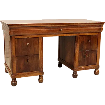 Scrivania Luigi Filippo in noce '800 Italia