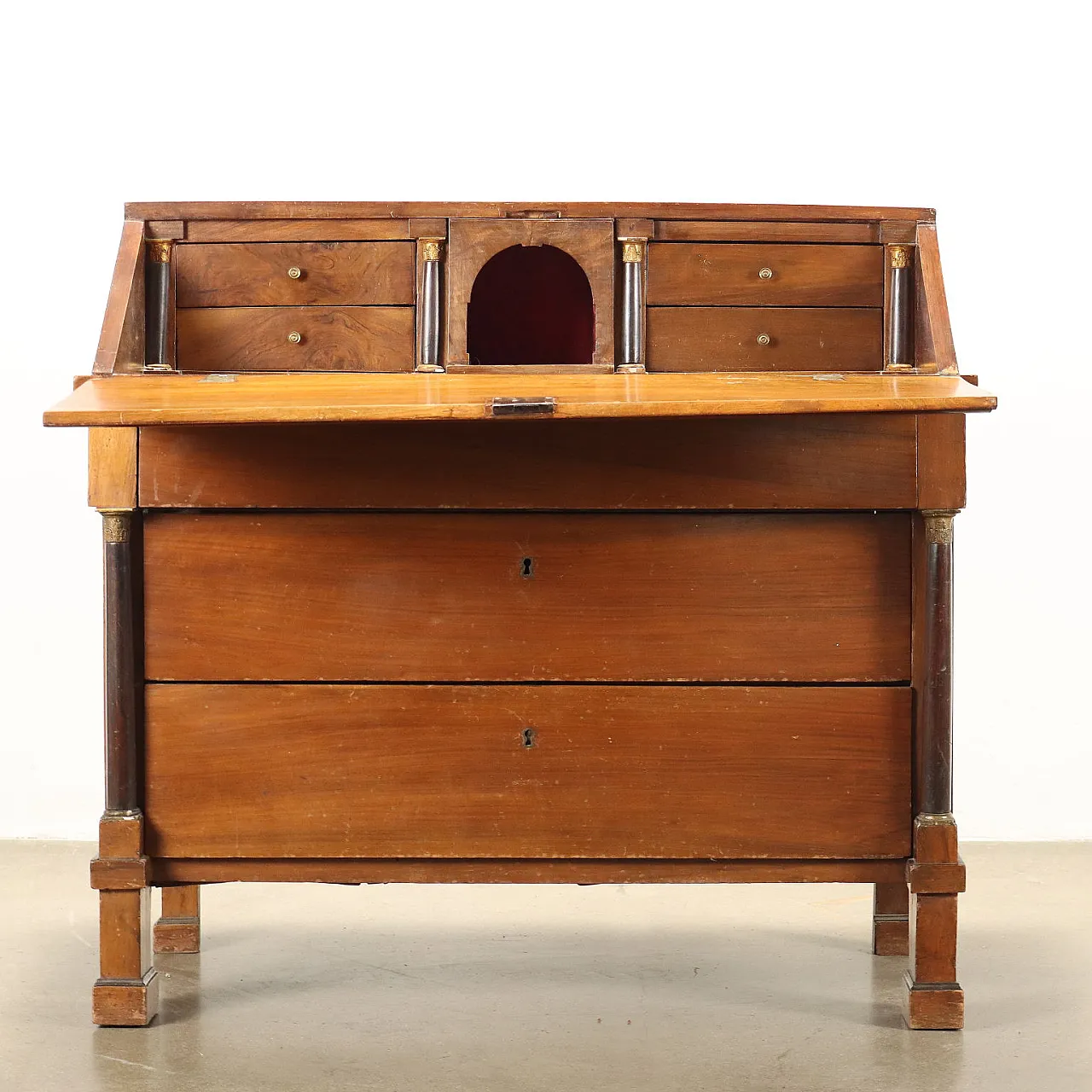 Empire walnut flap with plinth feet, early 19th century 4