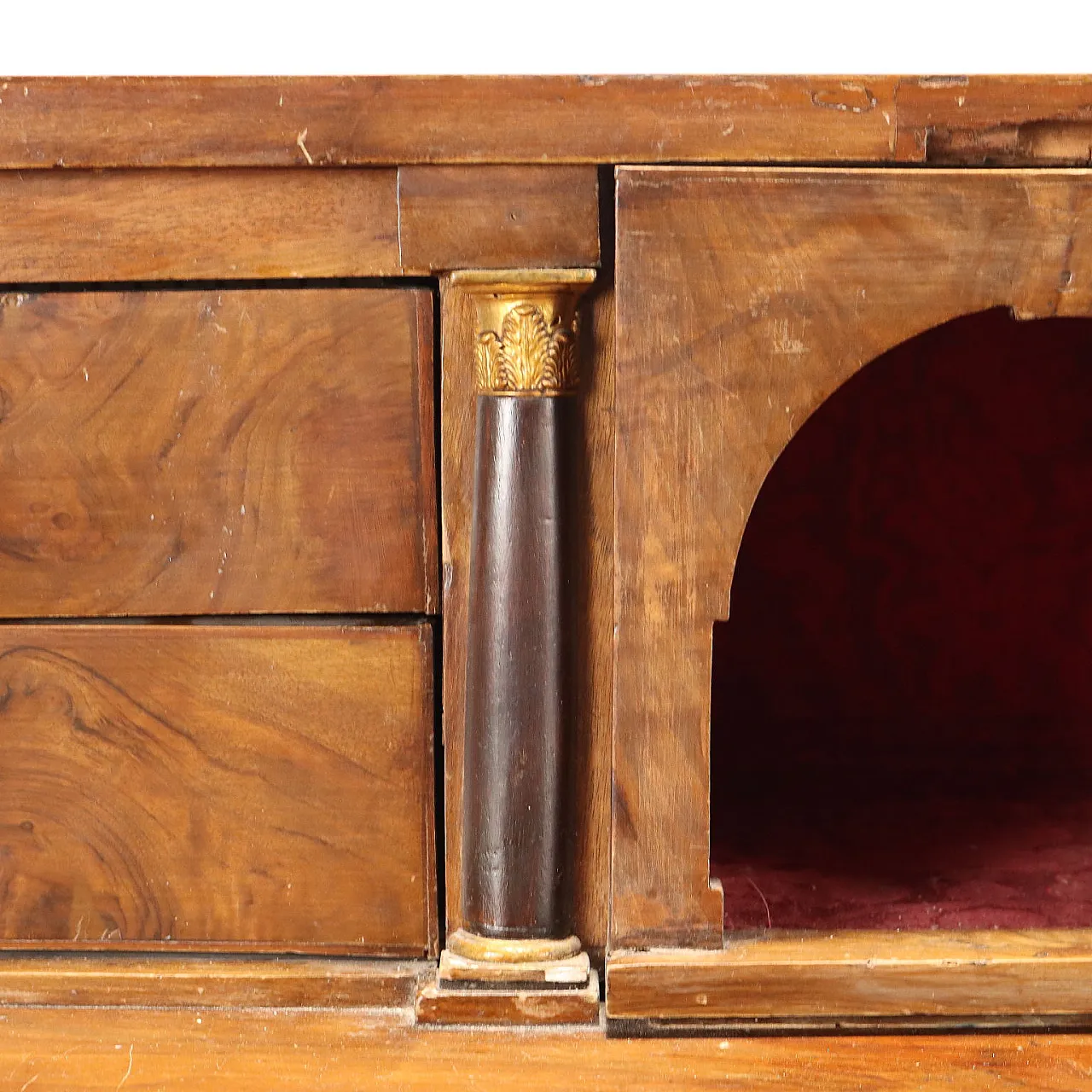 Empire walnut flap with plinth feet, early 19th century 5