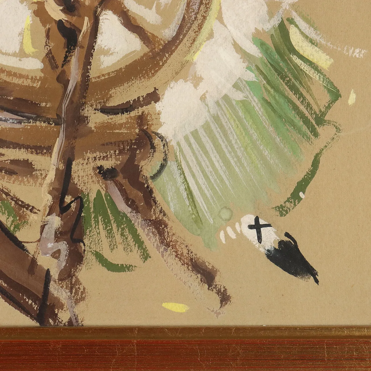 Gino Simonetti, woman at the spinning wheel, tempera painting on paper 5