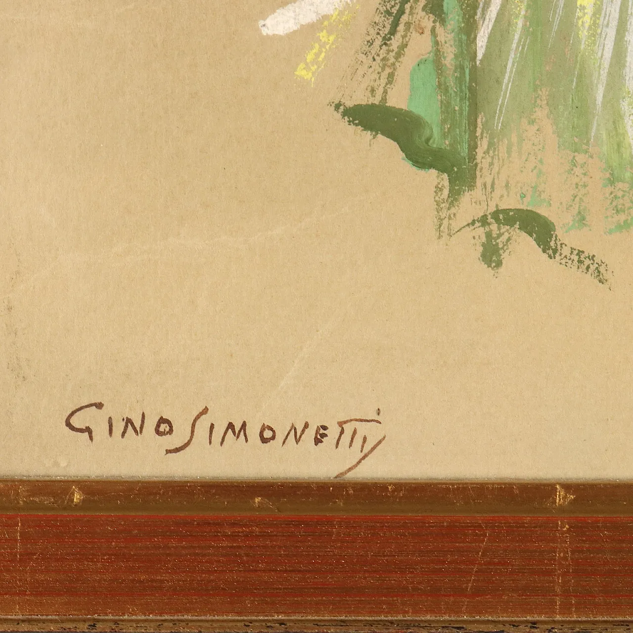 Gino Simonetti, woman at the spinning wheel, tempera painting on paper 6