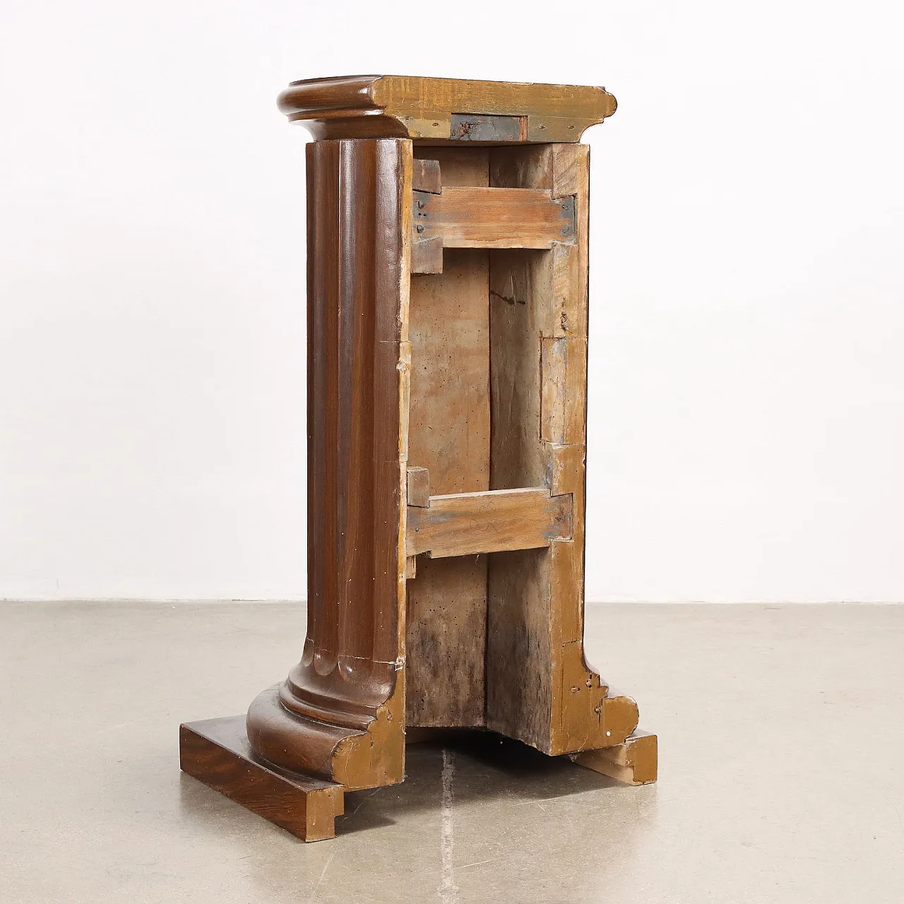 Mezza colonna Impero in pioppo laccato finto noce, inizio '800 7