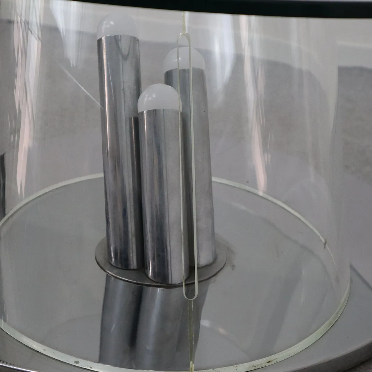 Tavolo da caffè in vetro con lampada by Rimadesio, Italia, anni 70 6