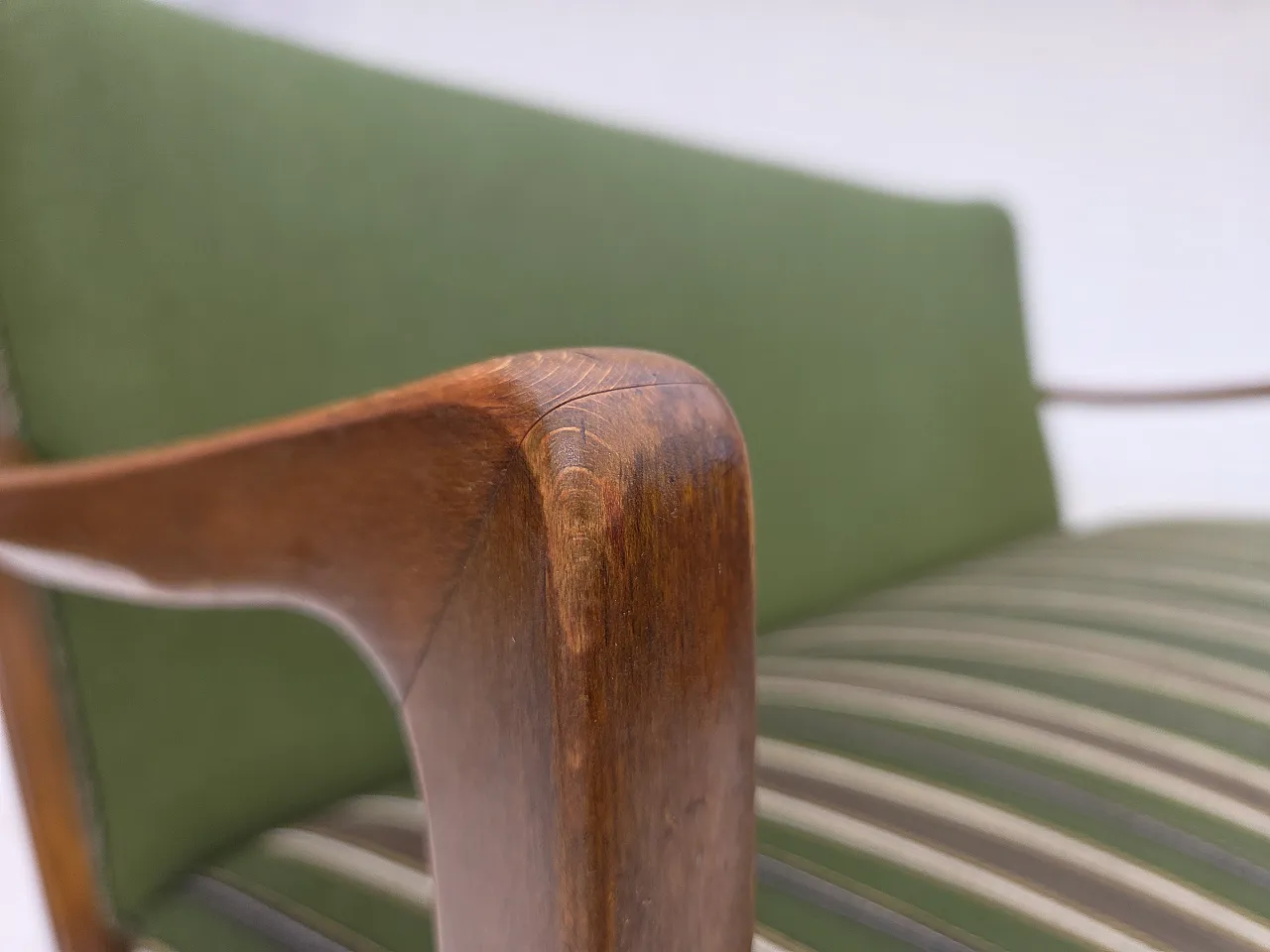 Danish 2-seater sofa wool, beech wood, 60s 4