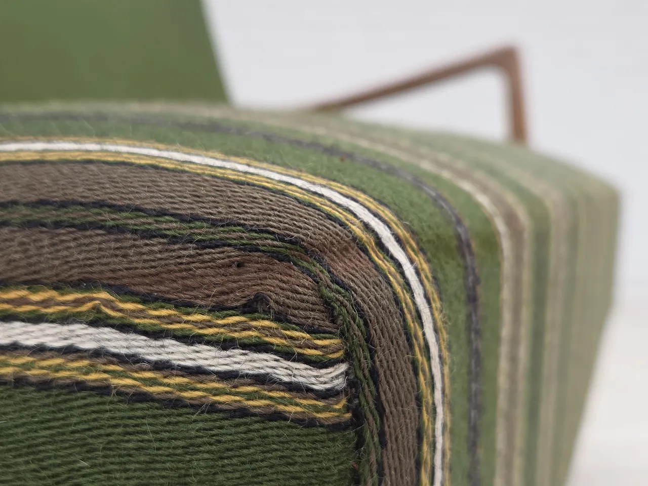 Danish 2-seater sofa wool, beech wood, 60s 6