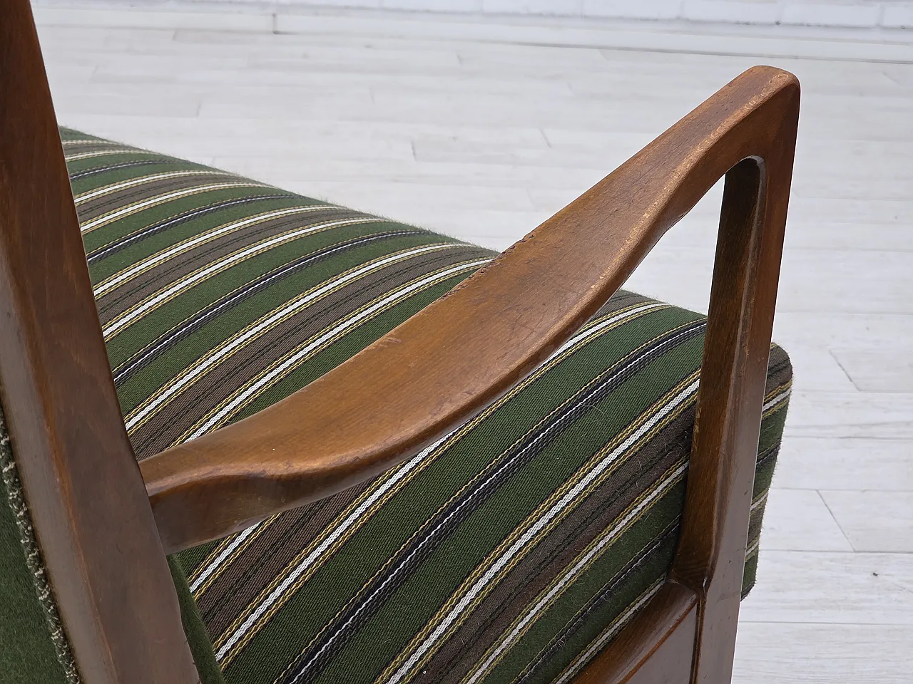 Danish 2-seater sofa wool, beech wood, 60s 11