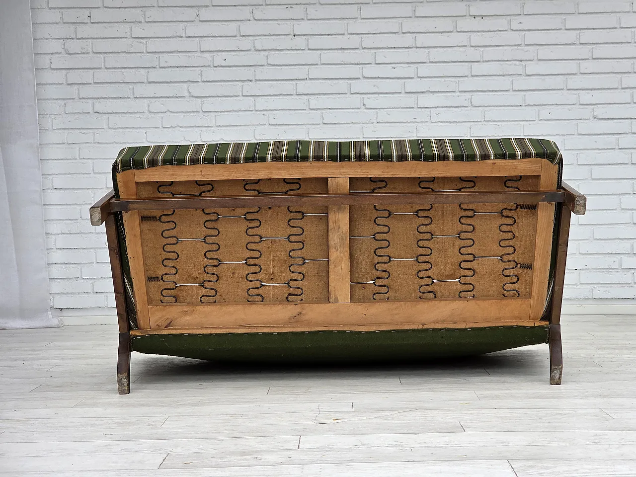 Danish 2-seater sofa wool, beech wood, 60s 17