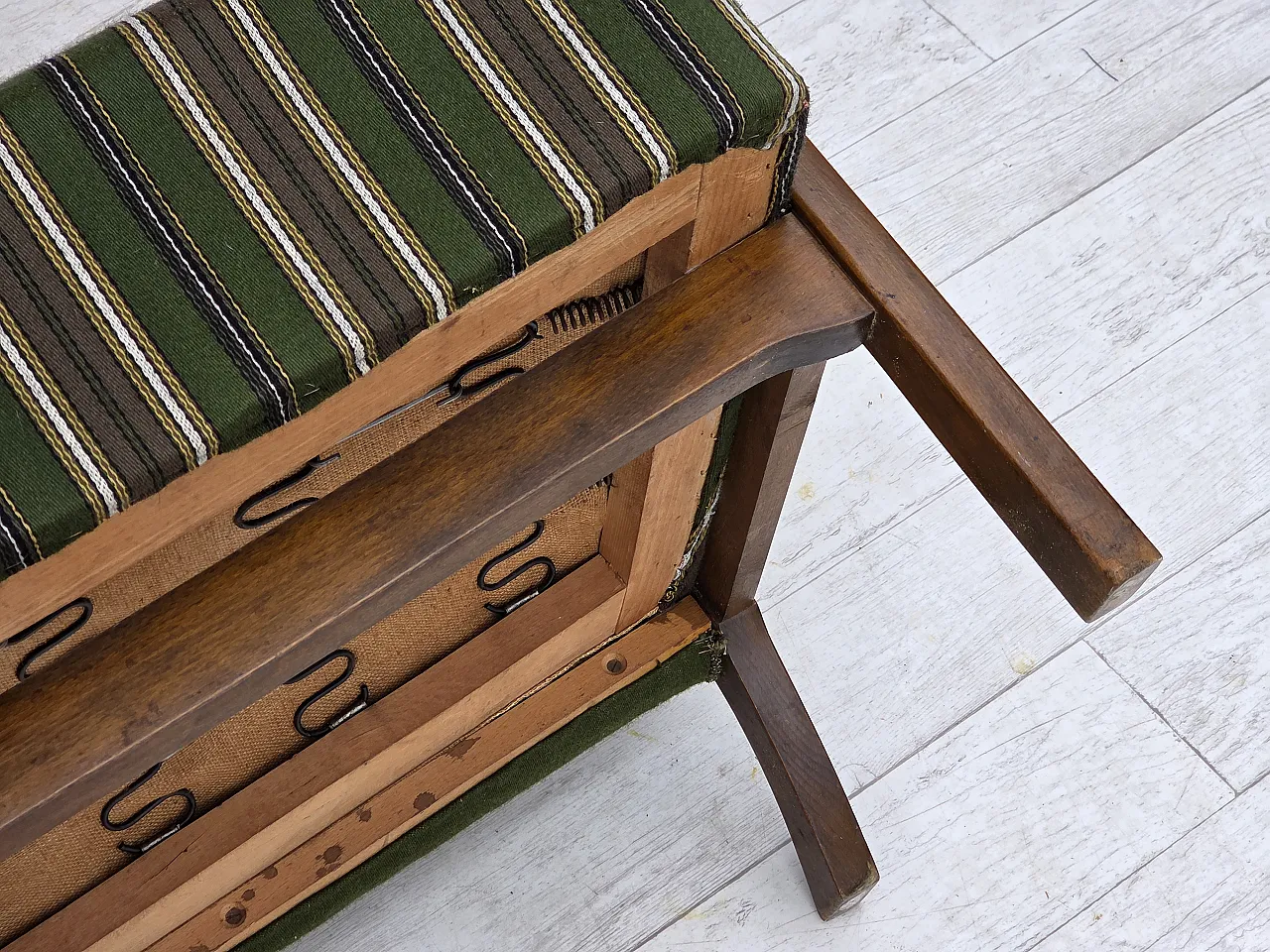 Danish 2-seater sofa wool, beech wood, 60s 18