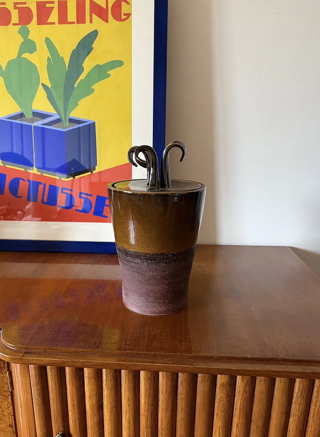 Mid-Century Style Brown Ceramic Vase, Gabriele Bucci, ca. 2000s 2