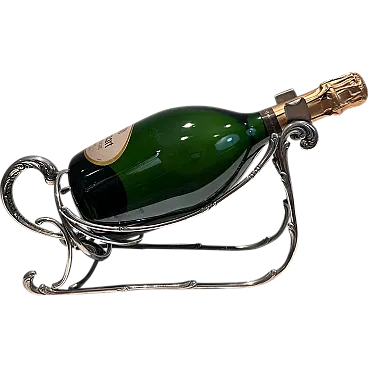 Portabottiglie a slitta in metallo argentato, anni '30