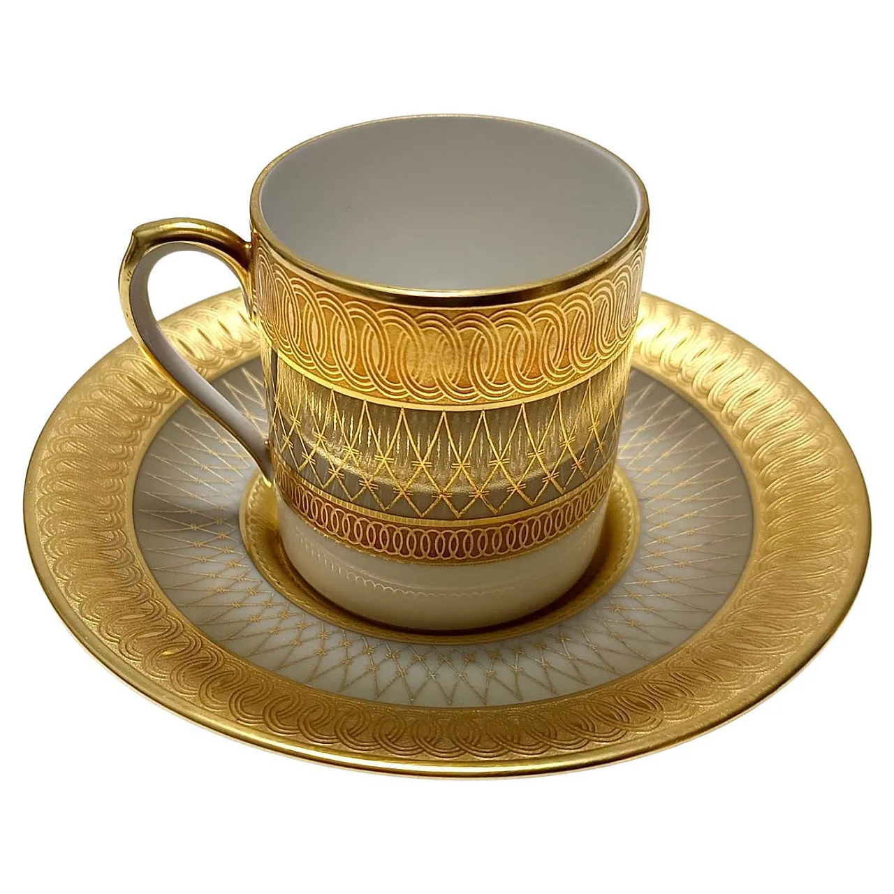 11 Porcelain and Pure Gold Coffee Cups by Hutschenreuther, 70s 1