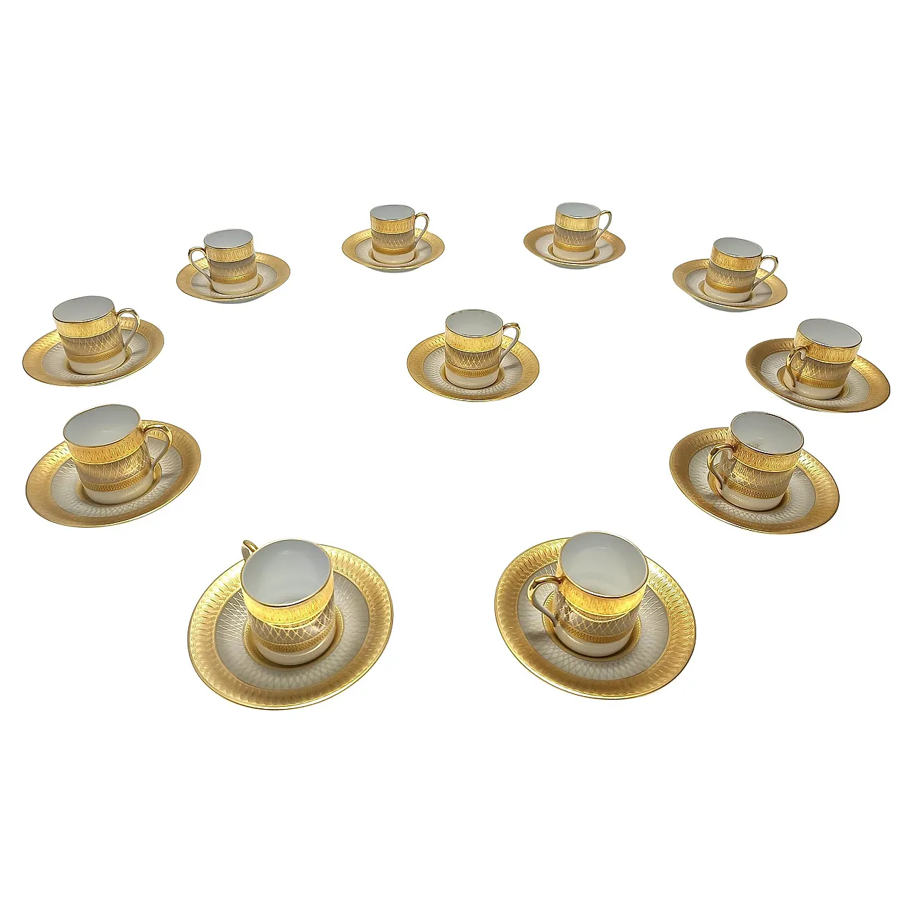 11 Porcelain and Pure Gold Coffee Cups by Hutschenreuther, 70s 2