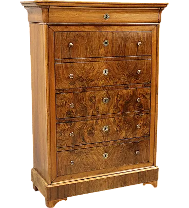 Settimanale cassettone cappuccino Luigi Filippo in noce, '800