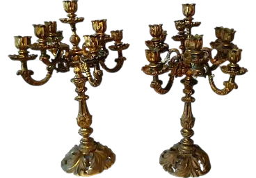 Pair of gilded bronze candlesticks, 19th century