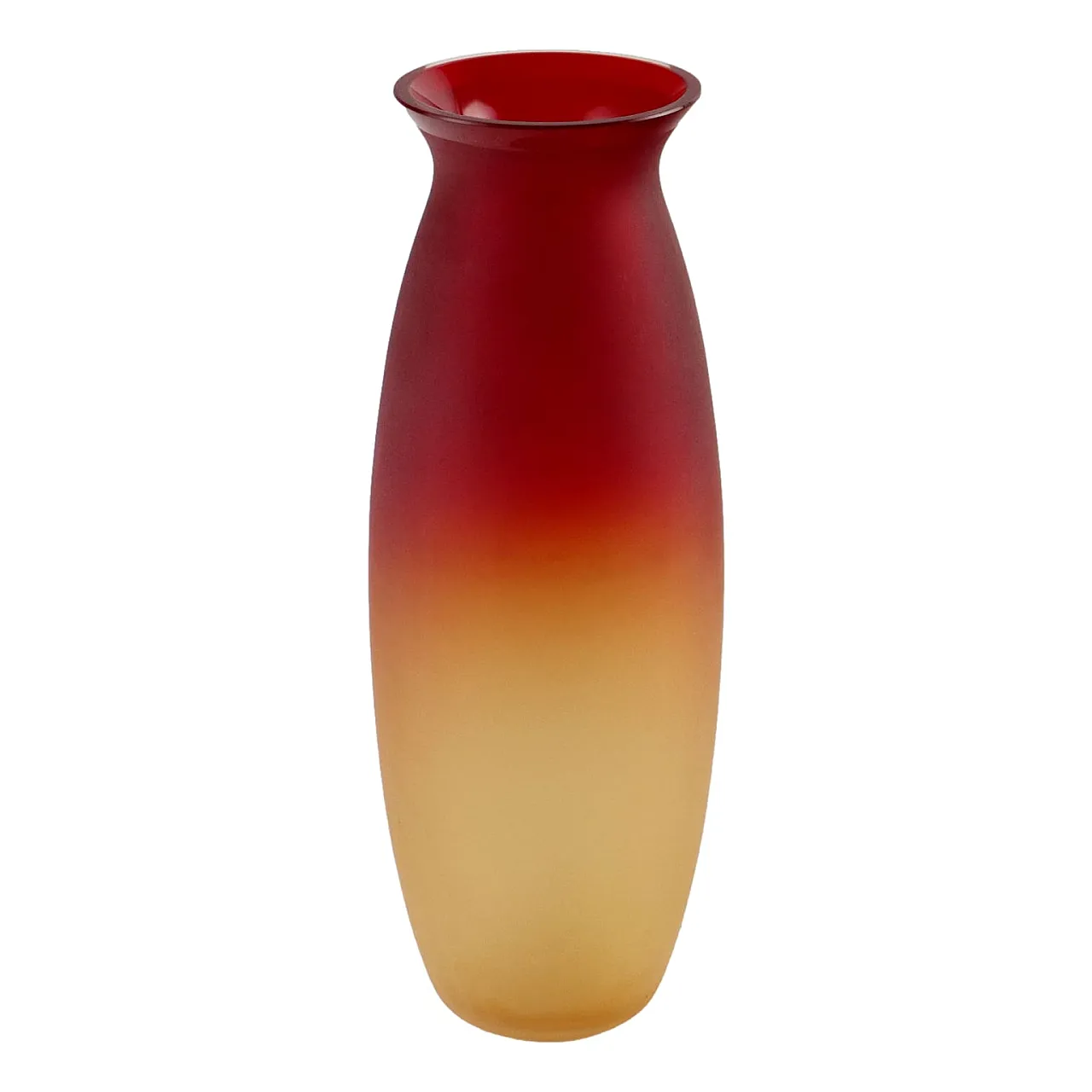 Vaso rosso e arancione in vetro di Murano dei F.lli Barbini, anni '80 1
