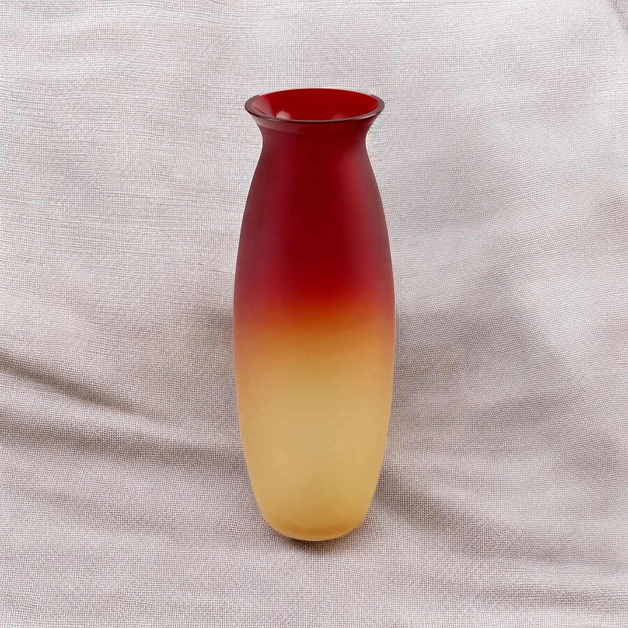 Vaso rosso e arancione in vetro di Murano dei F.lli Barbini, anni '80 2