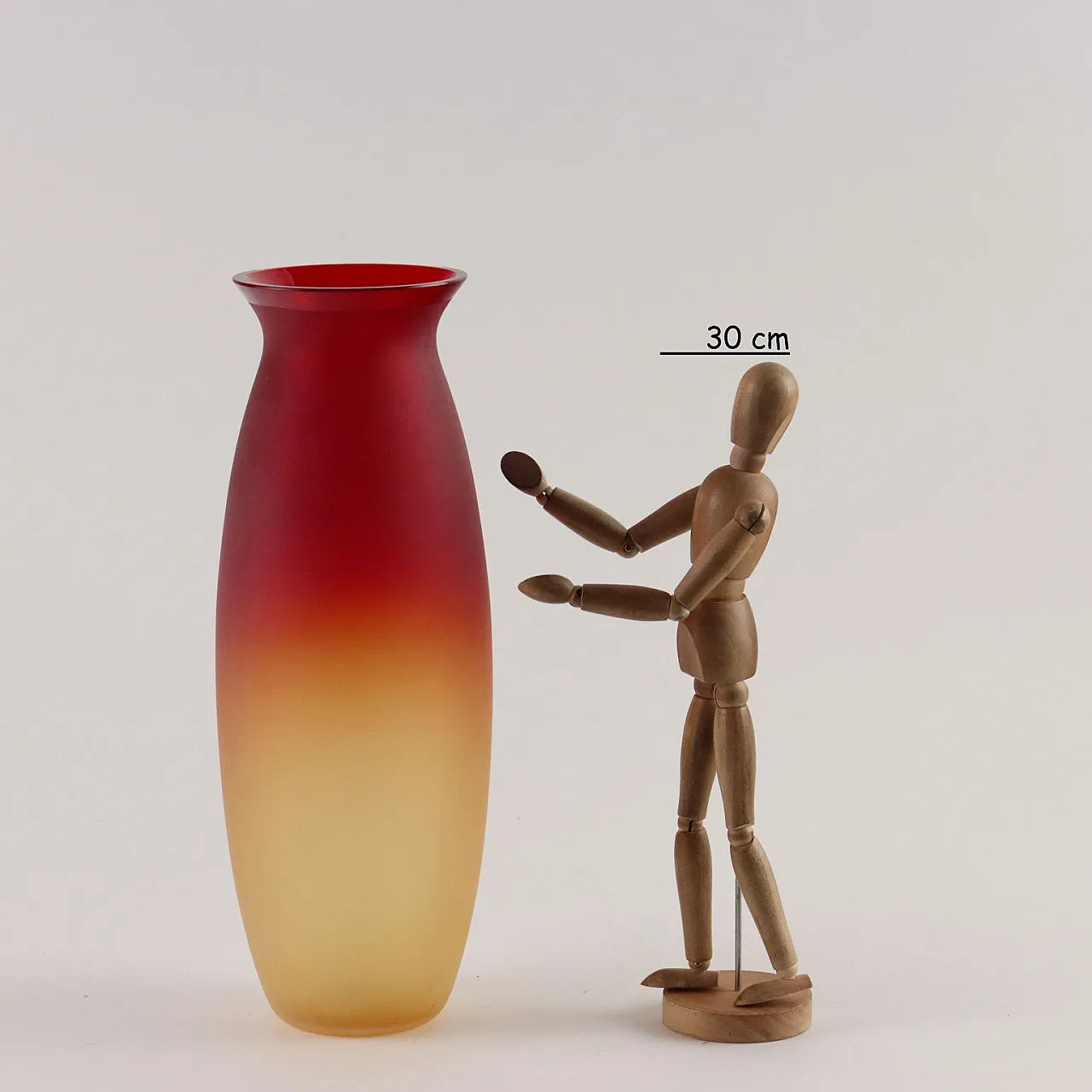 Vaso rosso e arancione in vetro di Murano dei F.lli Barbini, anni '80 3