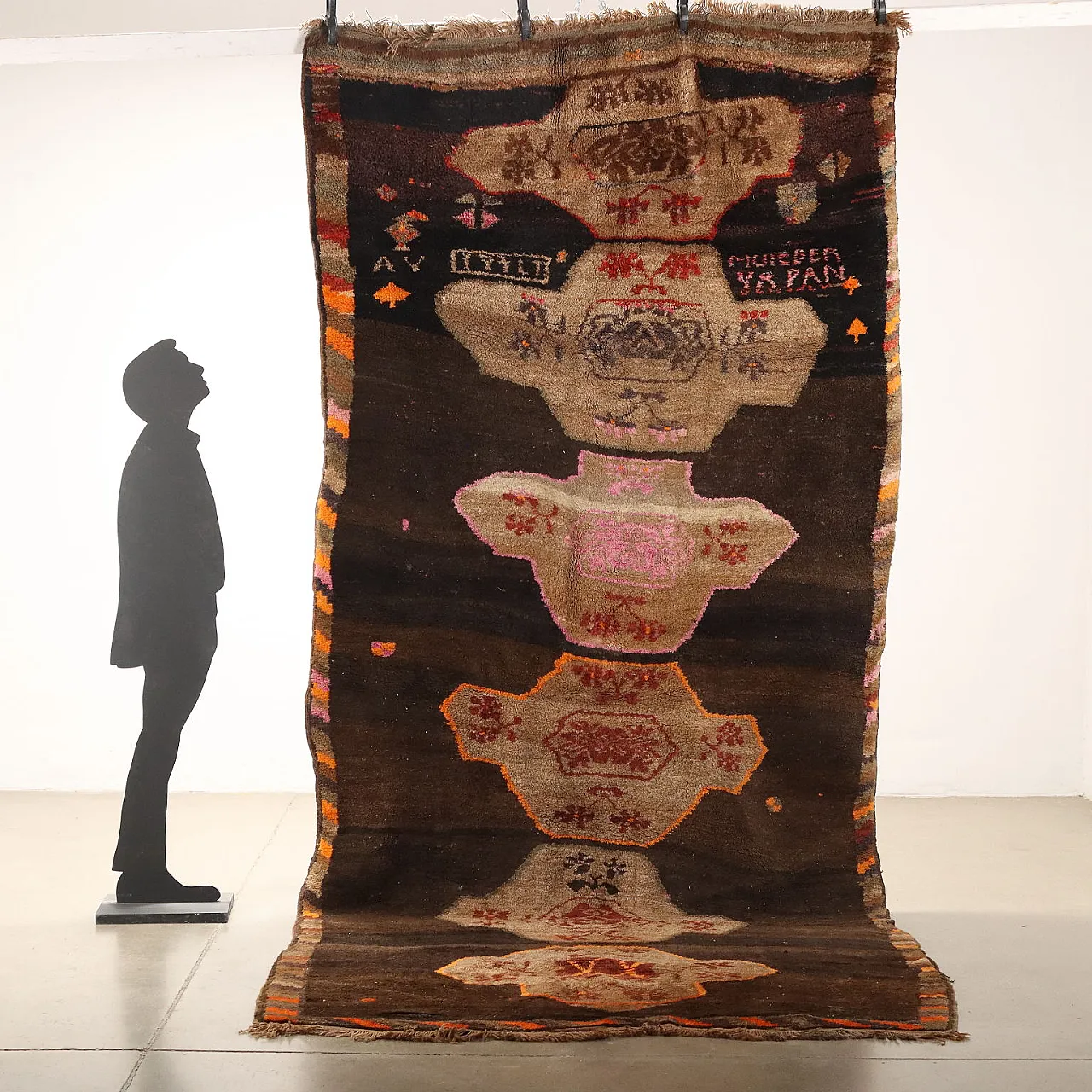 Brown large knot Gabbeh rug in cotton & wool 2