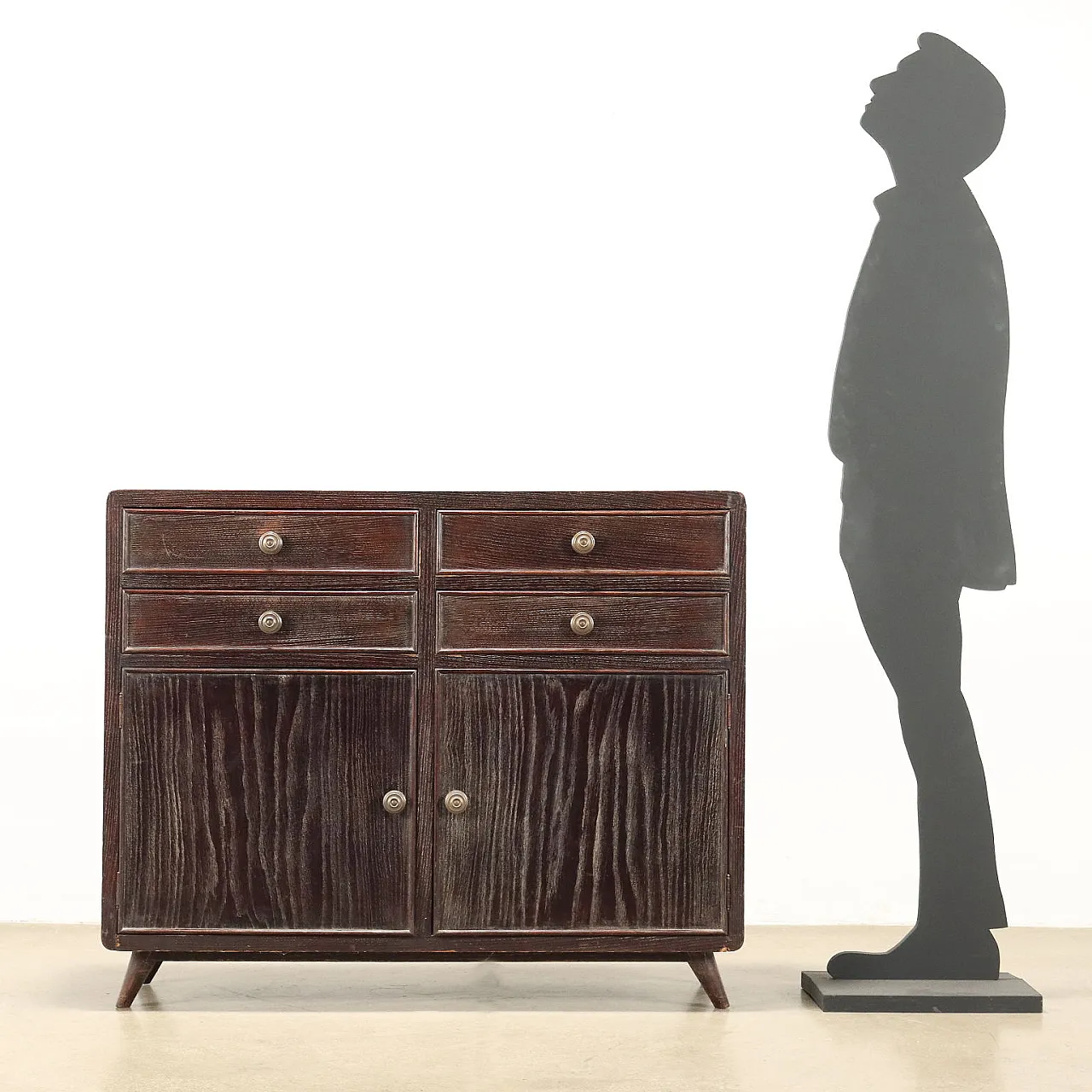 Credenza in legno impiallacciato rovere tinto, anni '50 2