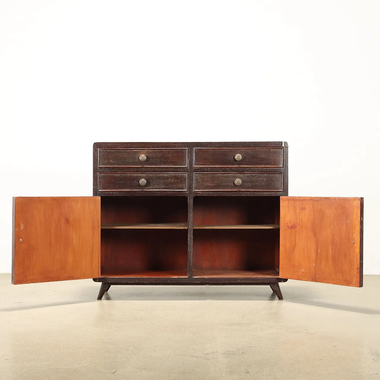 Credenza in legno impiallacciato rovere tinto, anni '50 3