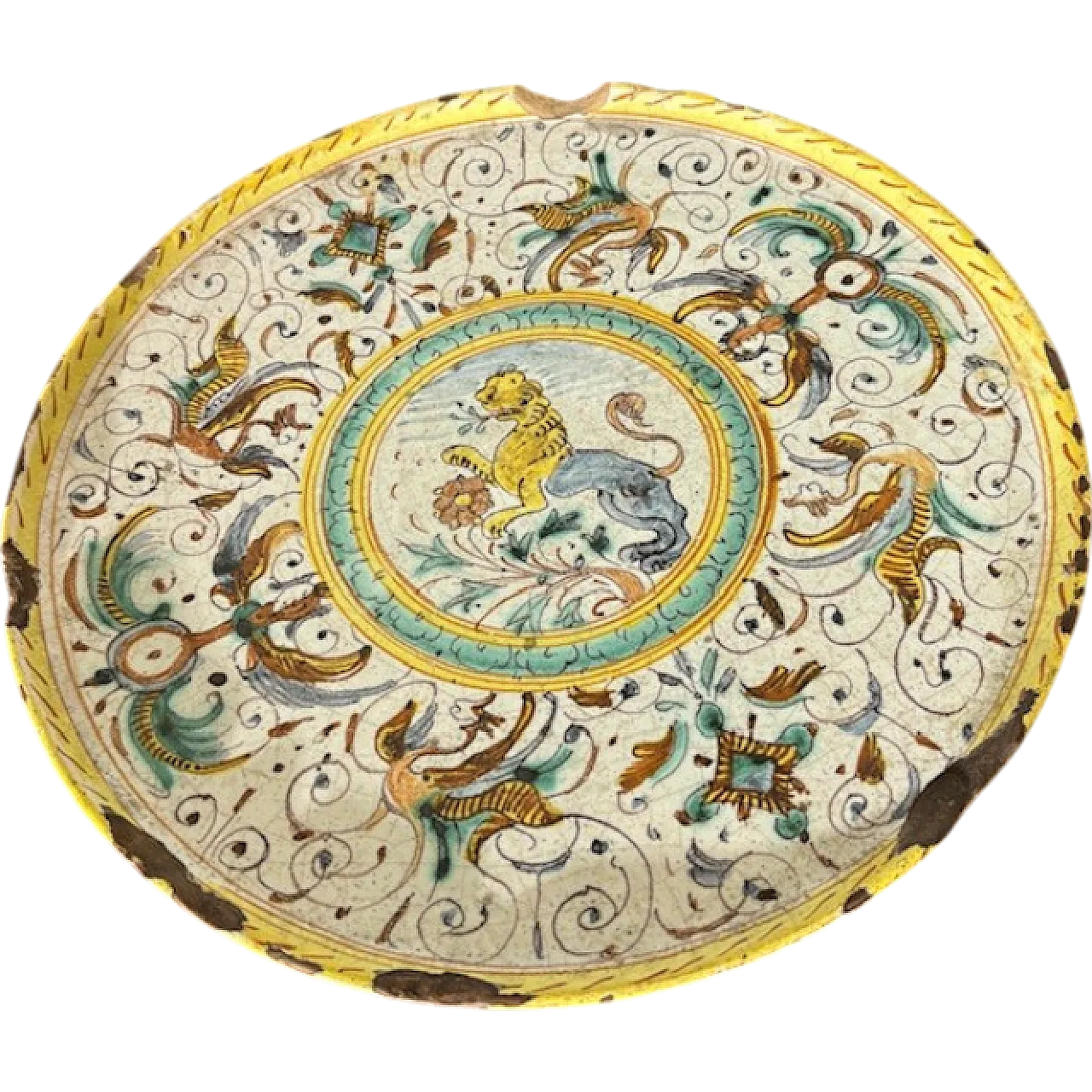 Piatto Deruta con Leone maiolica, '600 14