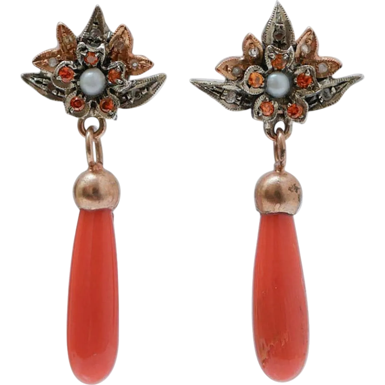 Earrings in coral, diamonds, stones, pearls, gold and silver, 1950s 7