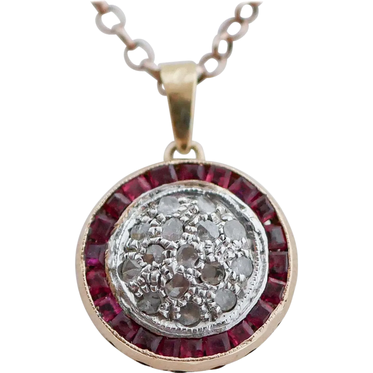 Collana con rubini, diamanti, oro rosa e argento, anni '50 9