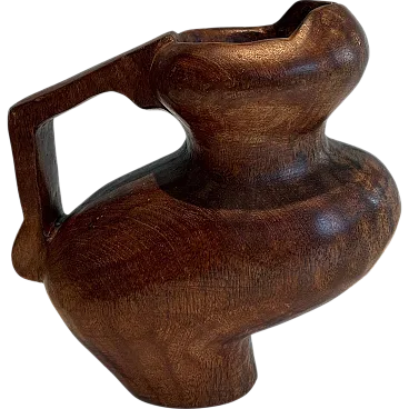 Brocca brutalista in legno intagliato, anni '50