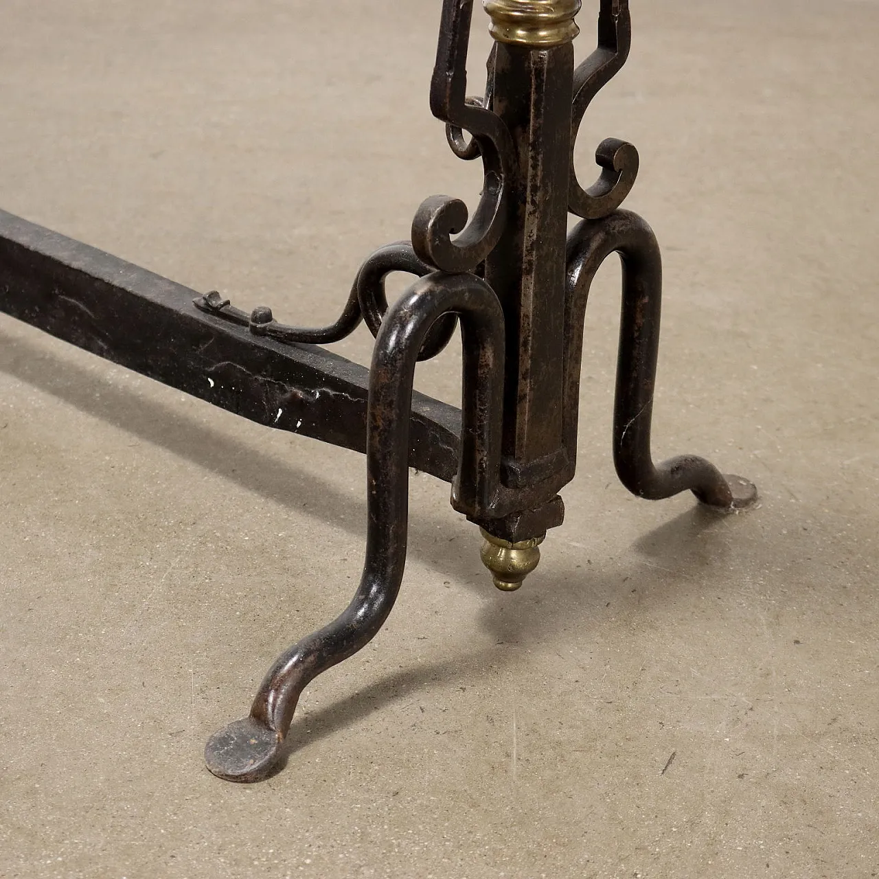 Alare da camino in ferro battuto, '900 4