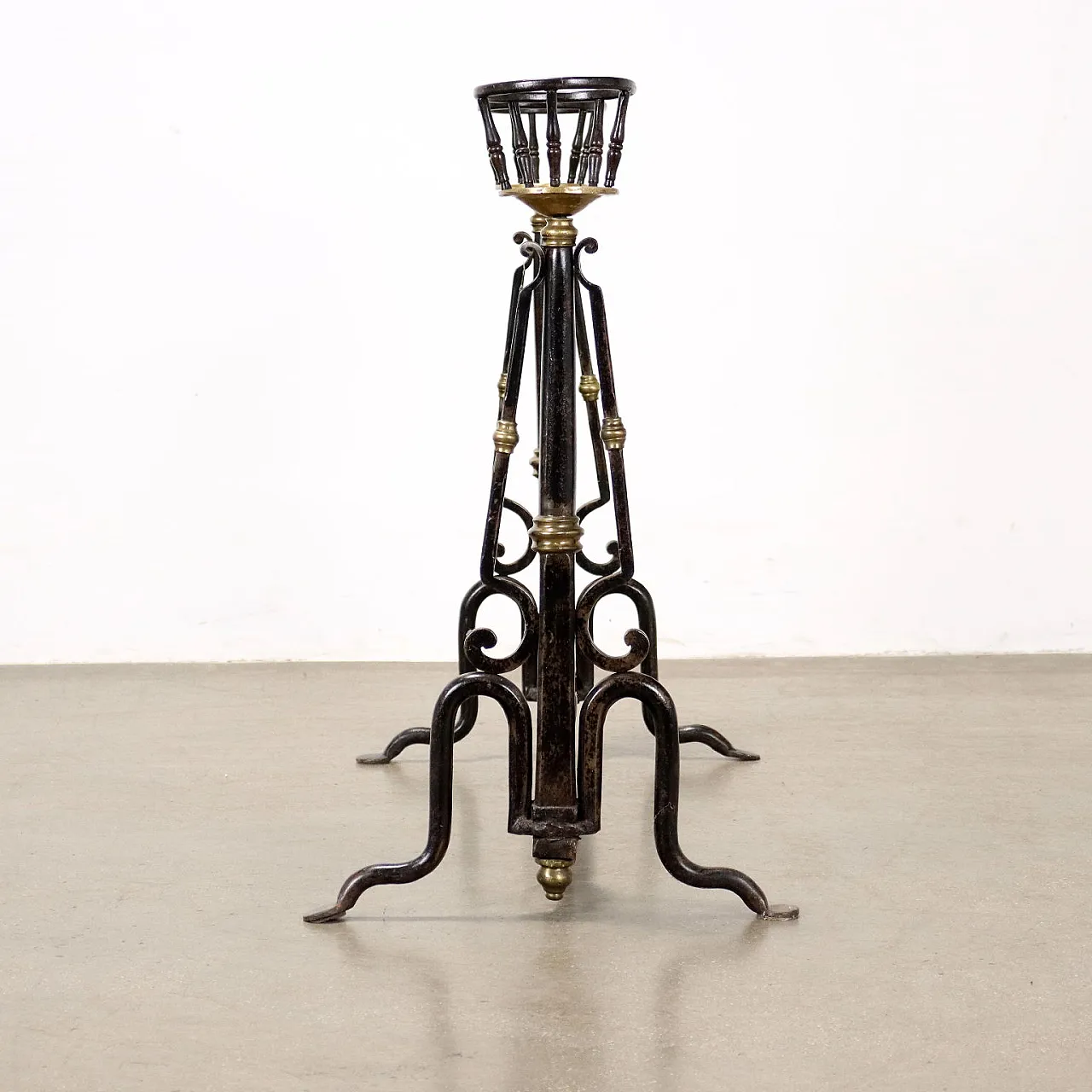 Alare da camino in ferro battuto, '900 5