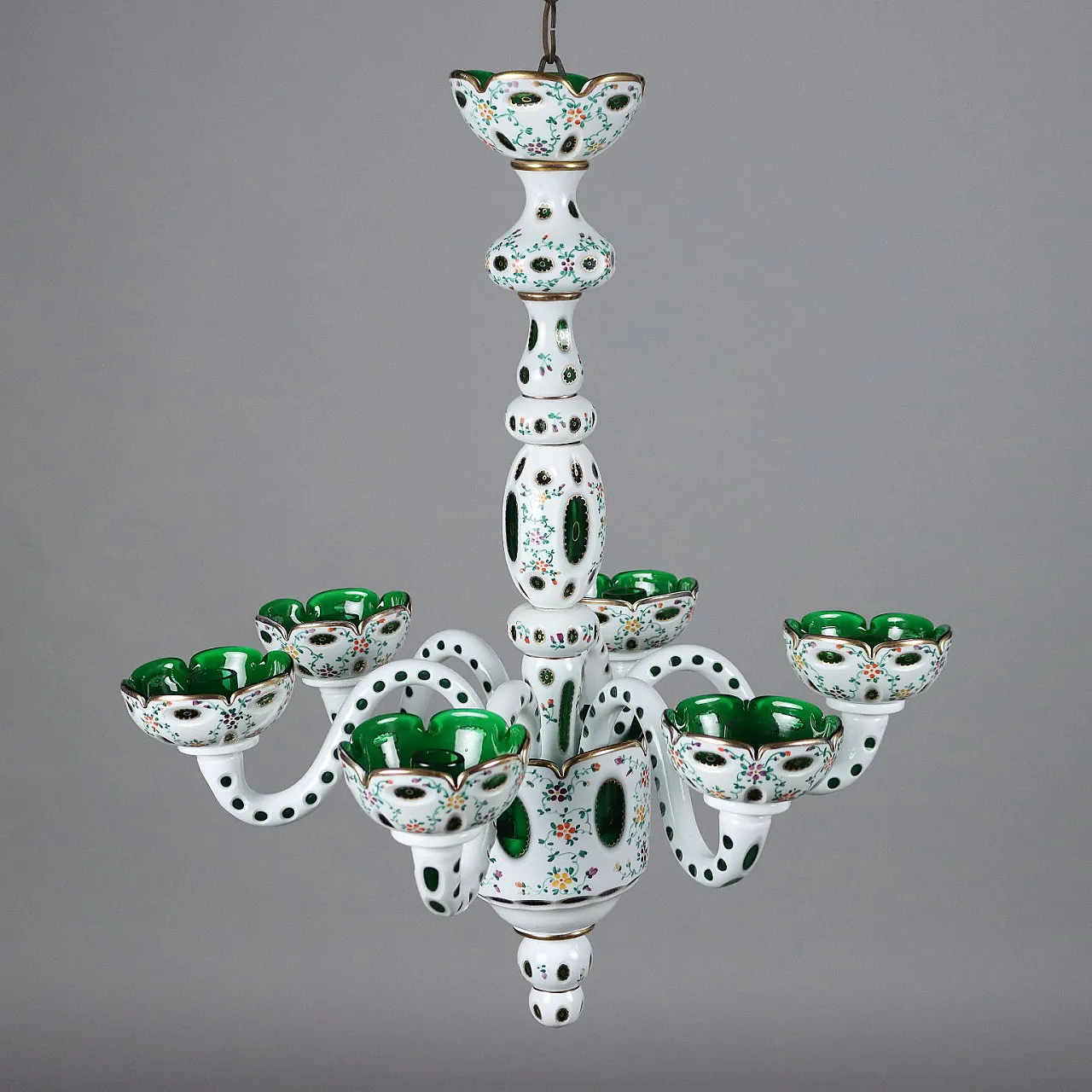 Six-light Bohemian glass chandelier with floral motifs 1