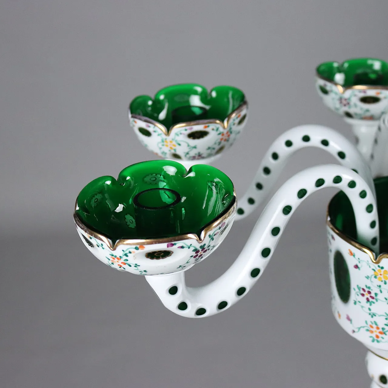 Six-light Bohemian glass chandelier with floral motifs 7