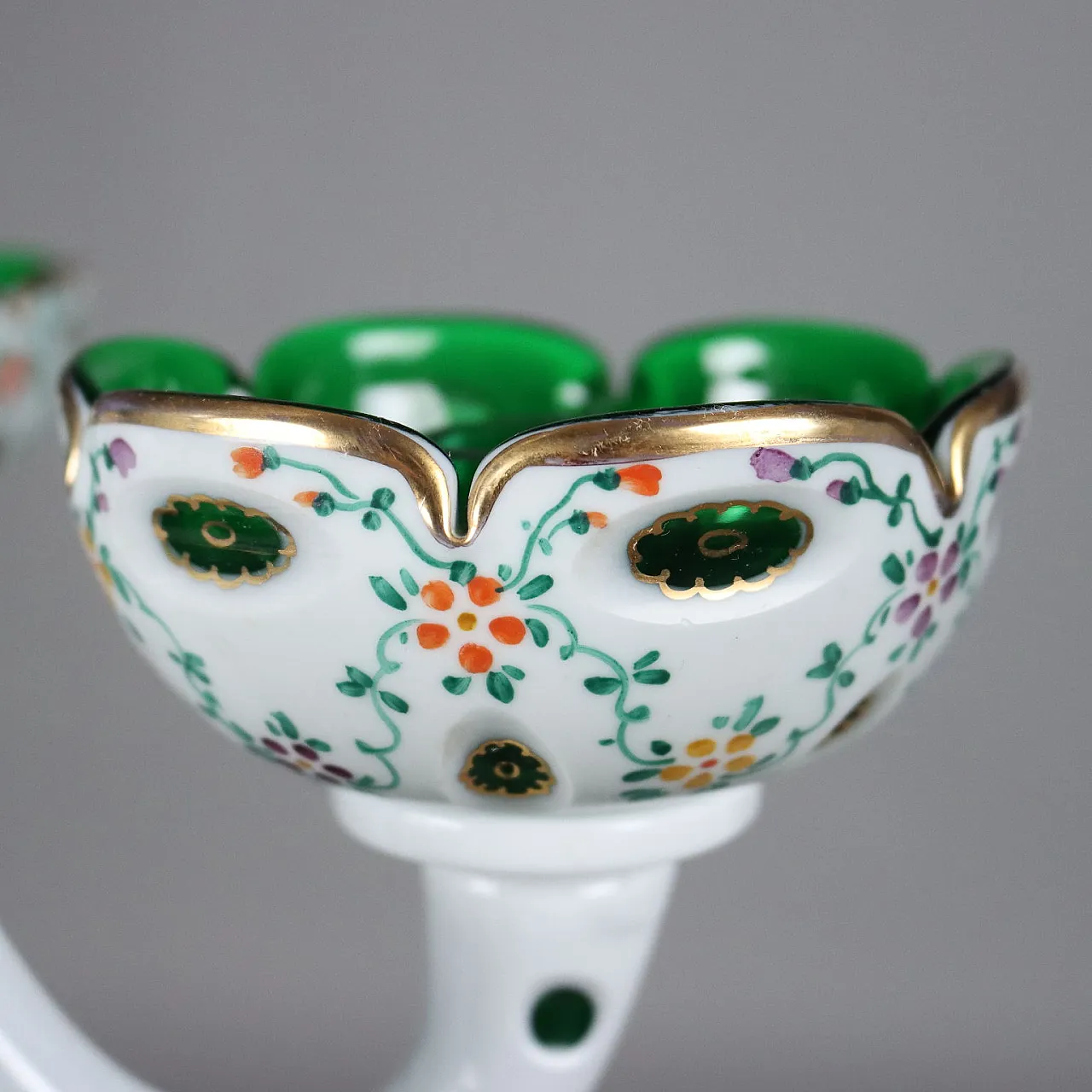 Six-light Bohemian glass chandelier with floral motifs 8