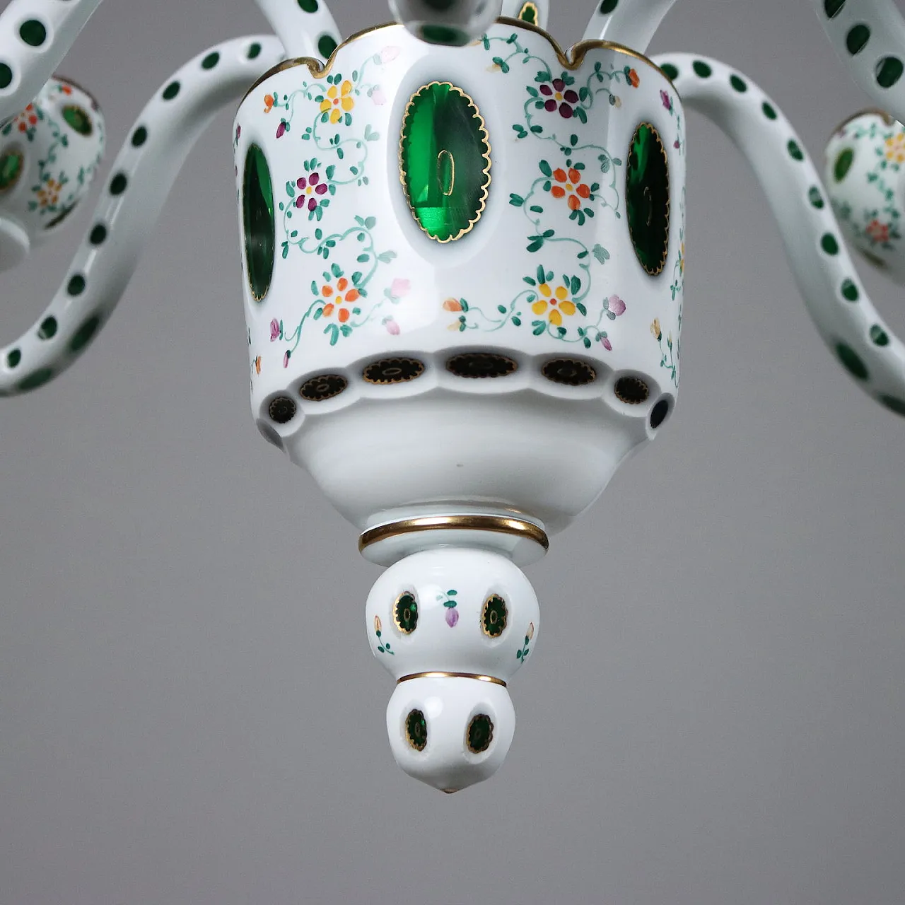 Six-light Bohemian glass chandelier with floral motifs 9