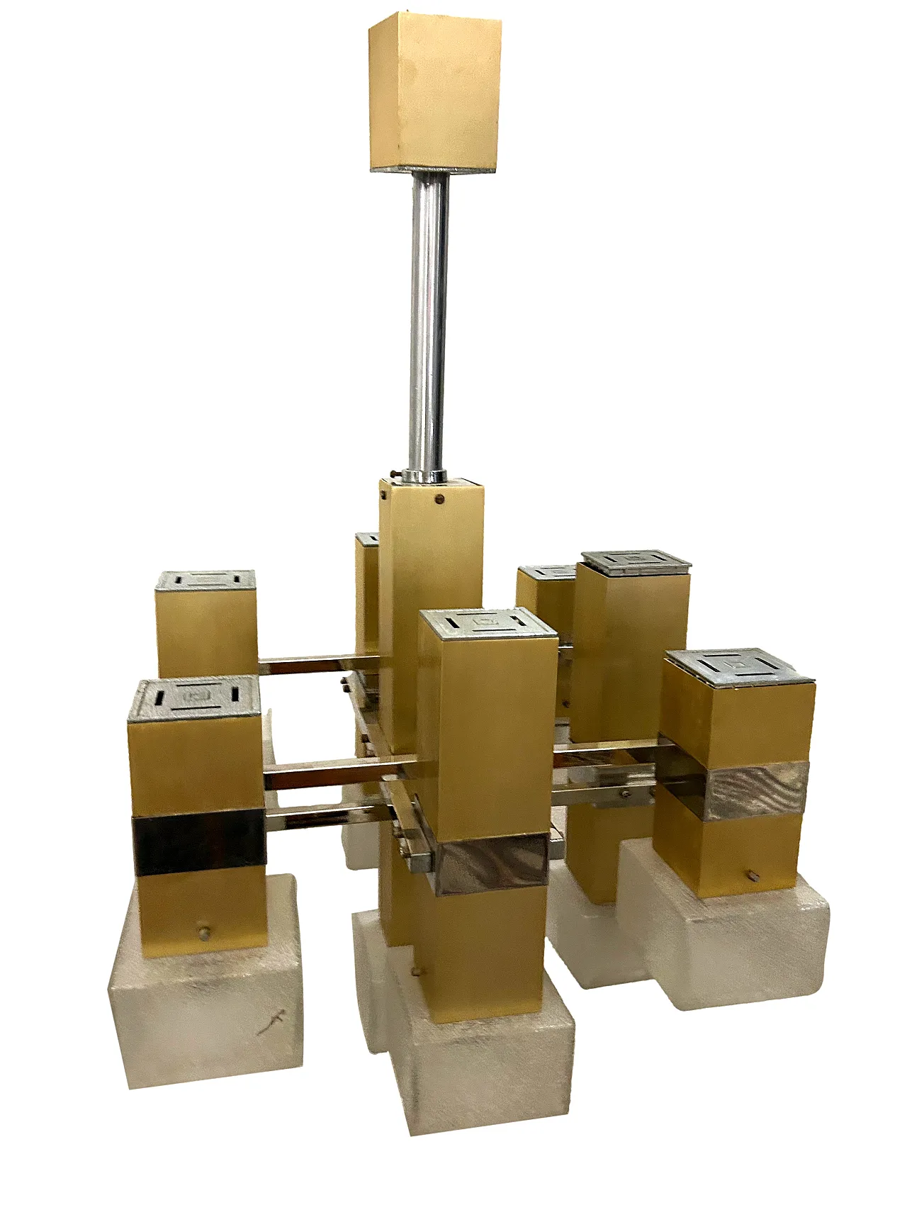 Cubic gold -style cubic chandelier, anni '70 3