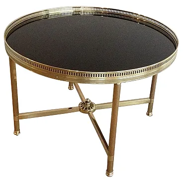 Tavolino con piano in vetro laccato nero di Maison Bagués, anni '40