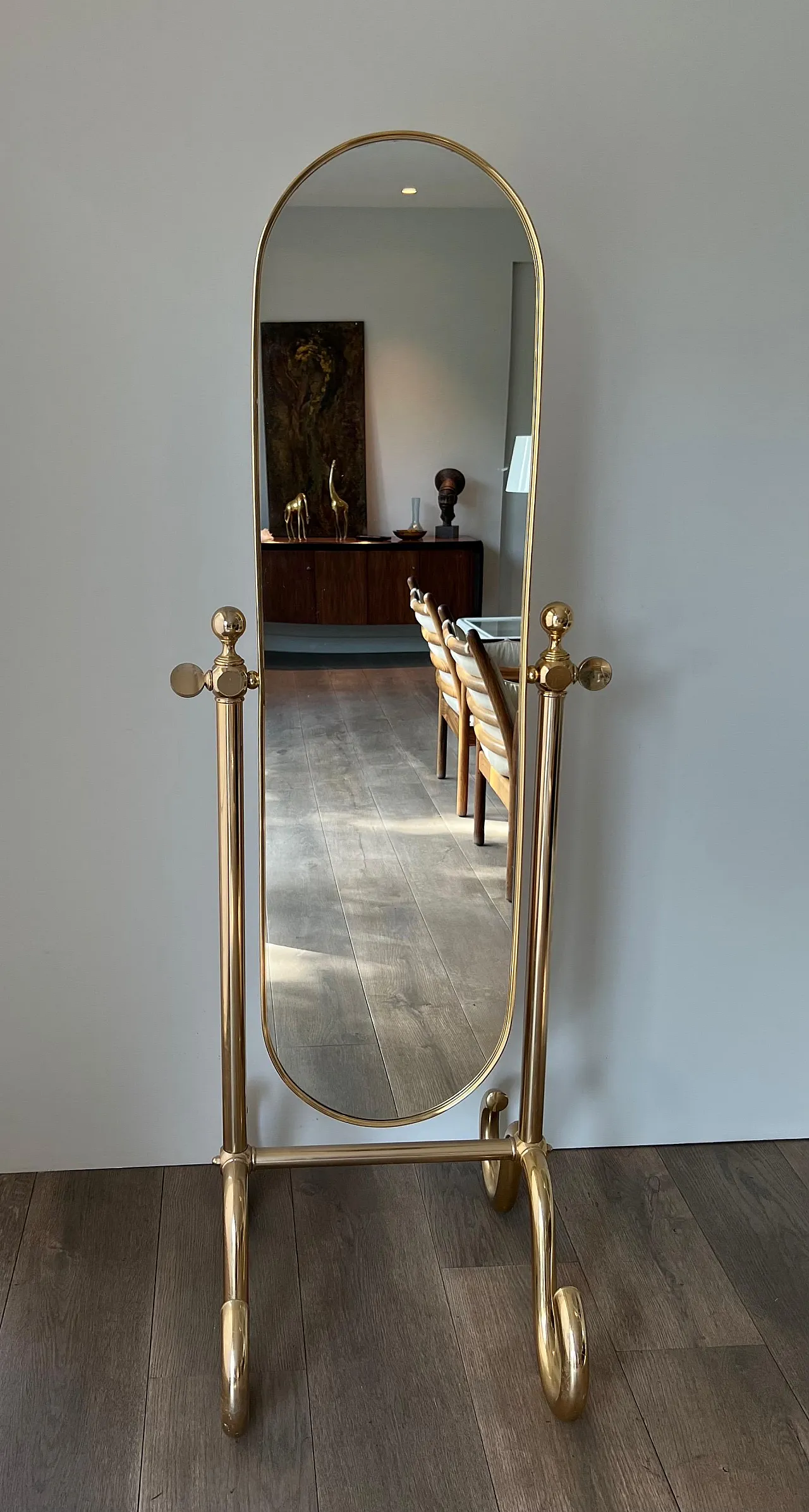 Specchio Psiche in ottone, anni '70 3