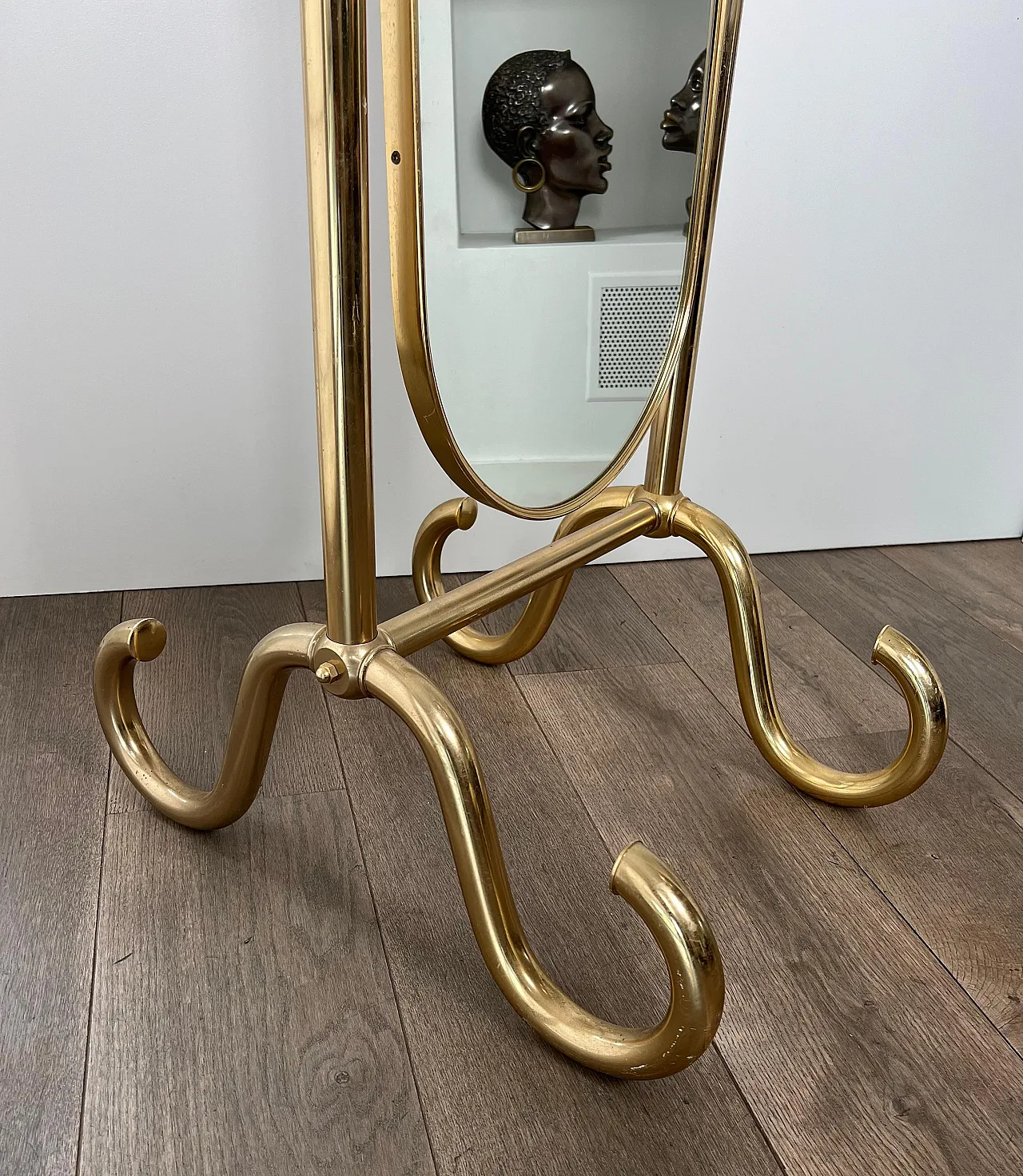 Specchio Psiche in ottone, anni '70 10