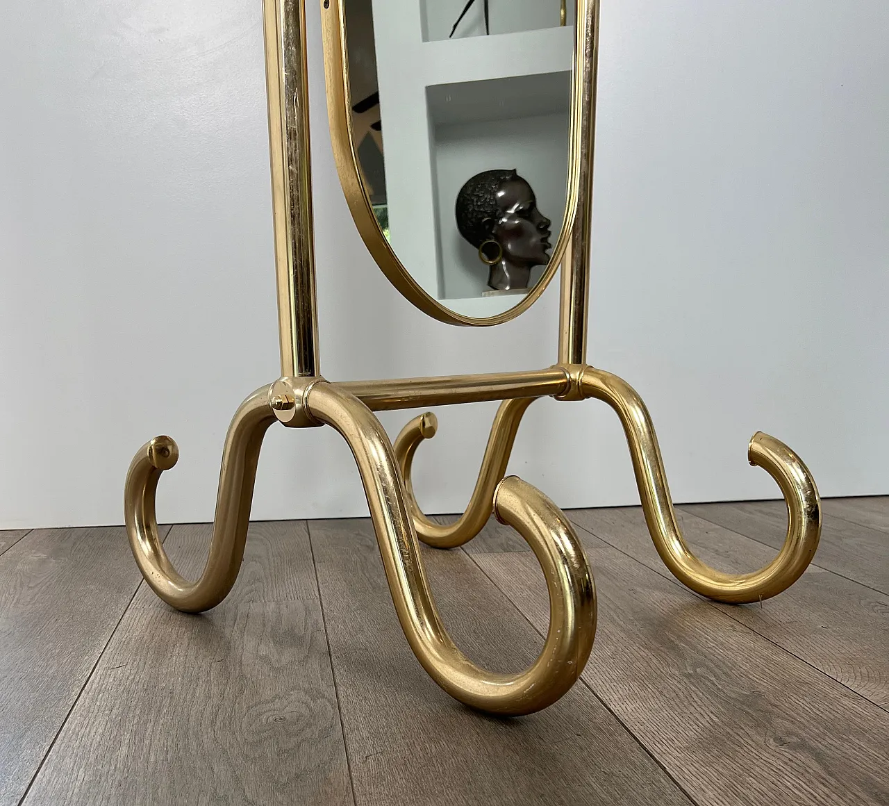 Specchio Psiche in ottone, anni '70 17